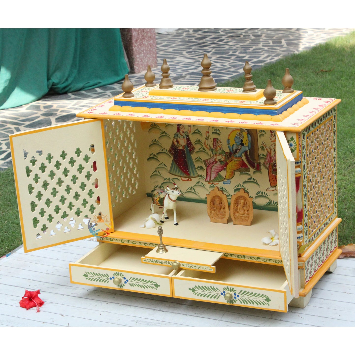 Radha Krishna Ji Hand-Painted  Wooden temple