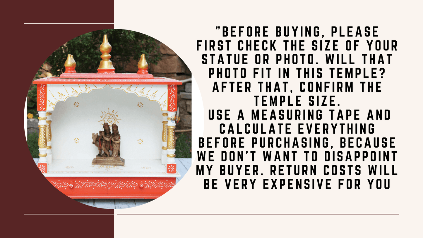 Handmade Wooden Temple for Home – 18x9x22"