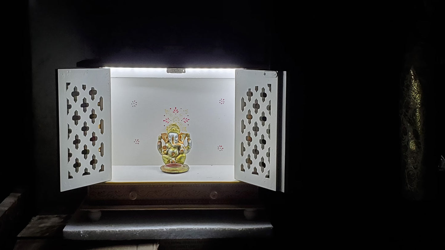Handmade Wooden Temple /Pooja Mandir with LED