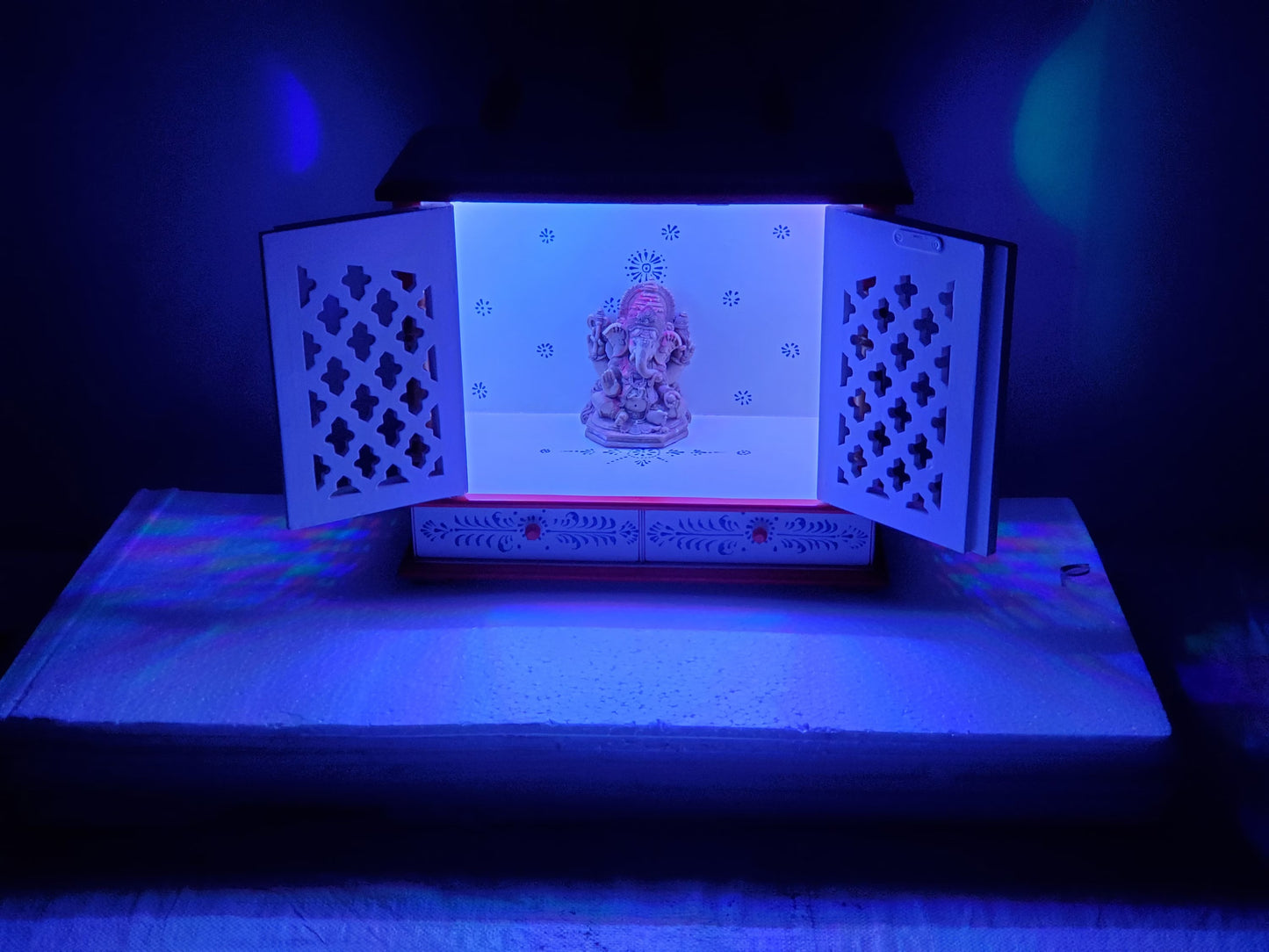 Handmade Wooden Temple /Pooja Mandir with LED
