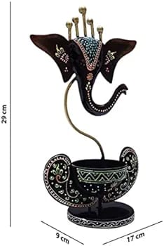 THE D.N.A. GROUP Iron Black Ganesh T-Light Candle Holder Set Of 2, Ganesha Stand, Iron Ganesha Table Home Decor , Corporate Gift , Pooja Room Decor