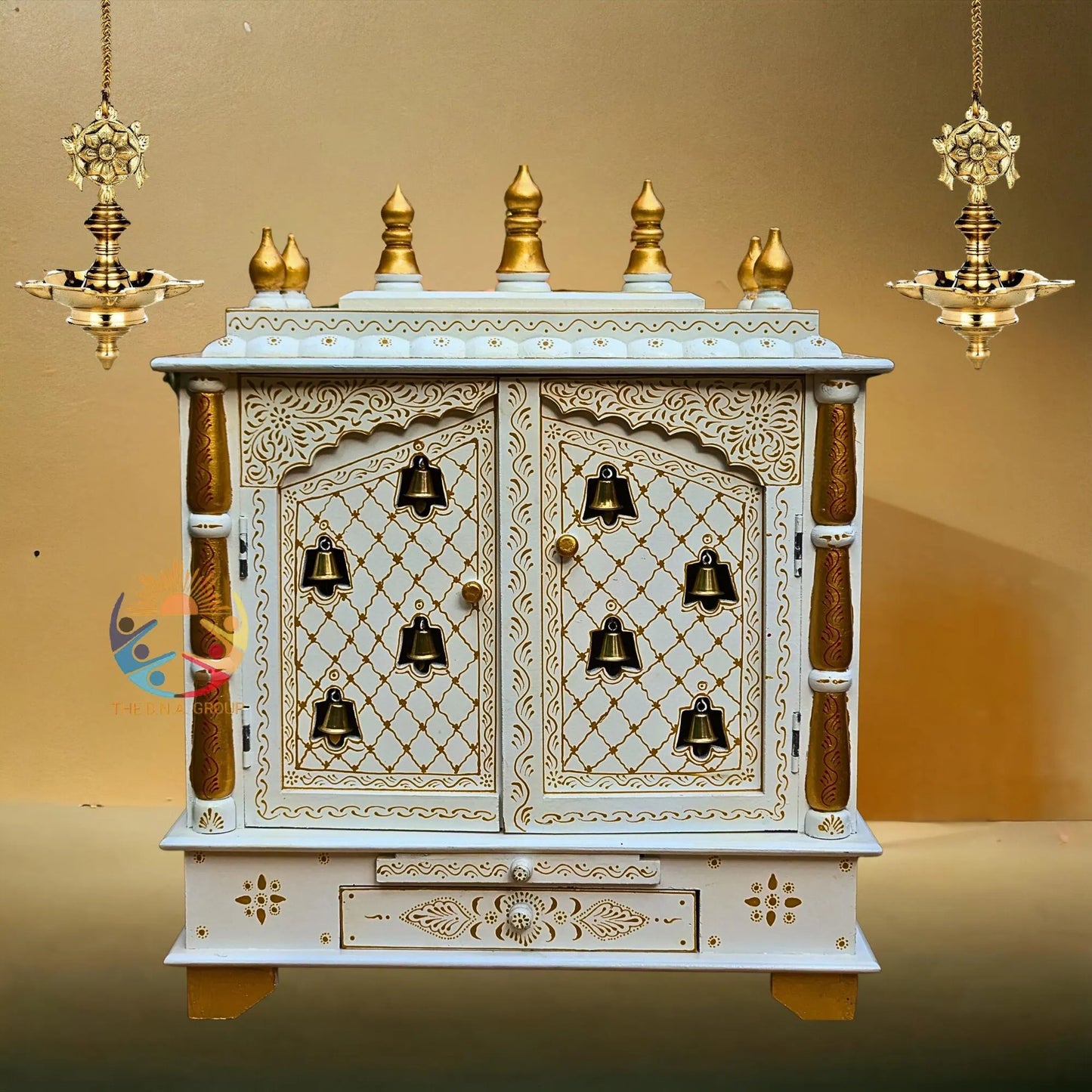 Wooden Temple With Golden Bells 15*8*22 Inches