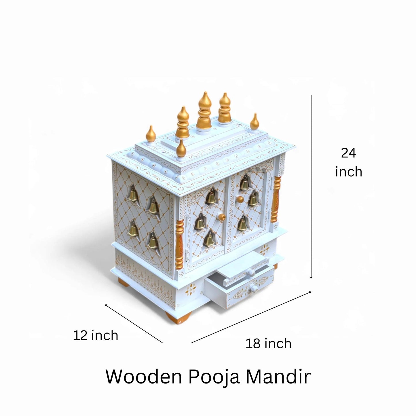 Wooden Temple With Golden Bells 15*8*22 Inches