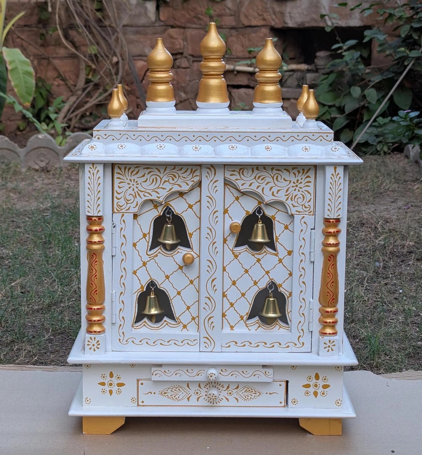 Wooden Temple With Golden Bells 15*8*22 Inches