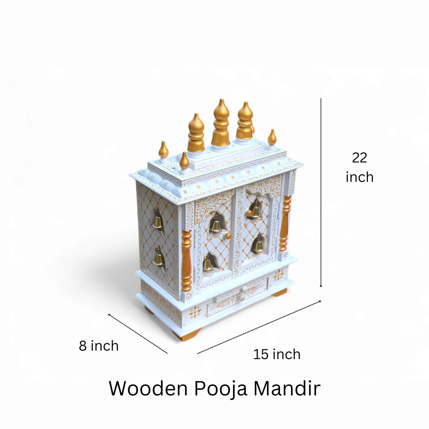 Wooden Temple With Golden Bells 15*8*22 Inches