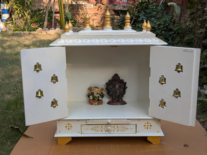 Wooden Temple With Golden Bells 15*8*22 Inches