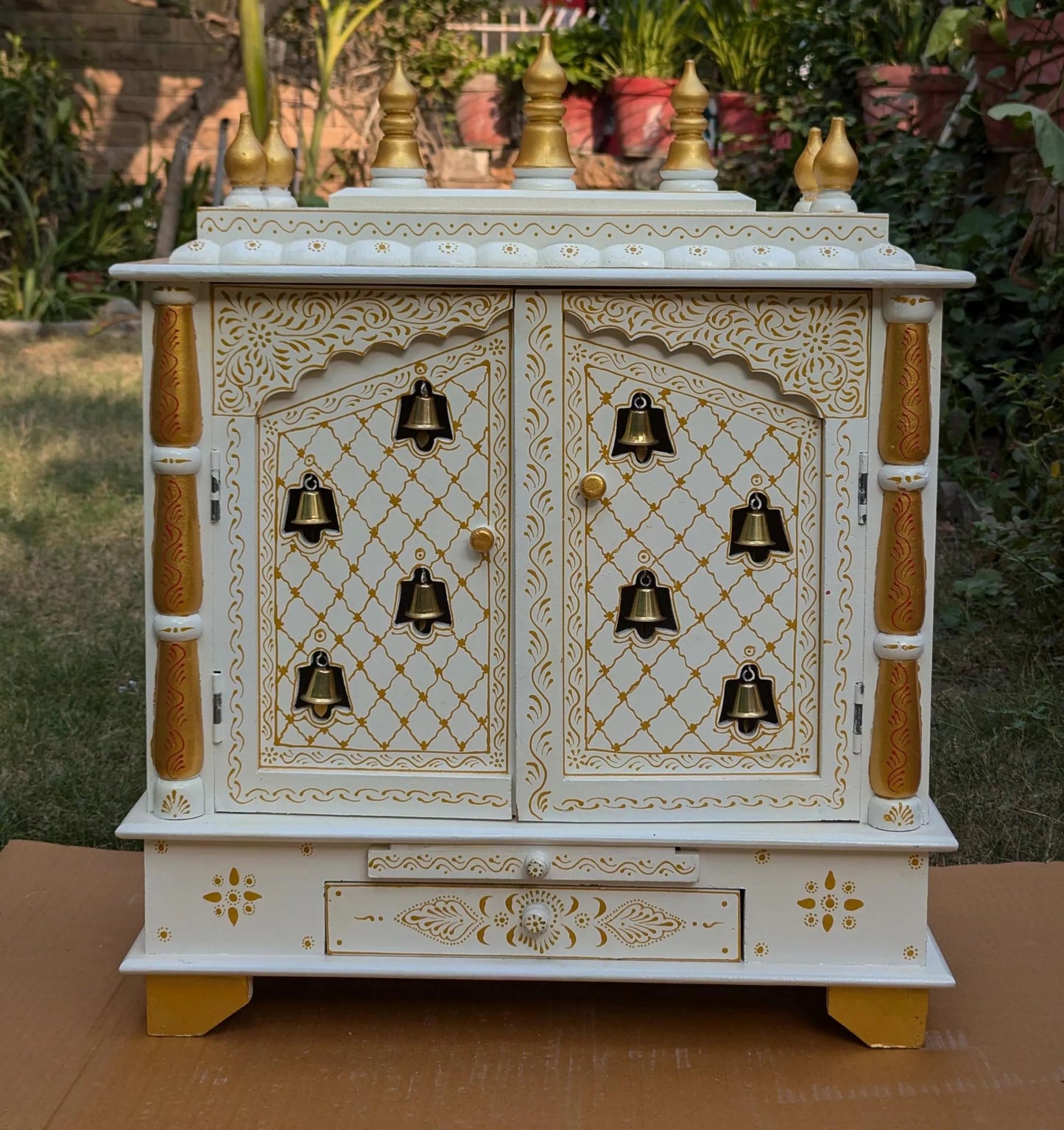 Wooden Temple With Golden Bells 15*8*22 Inches