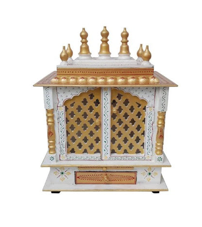 Wooden Temple Mandir For Home Red And Green