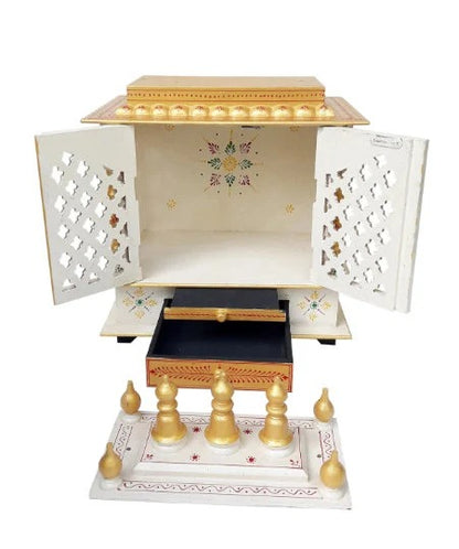 Wooden Temple Mandir For Home Red And Green