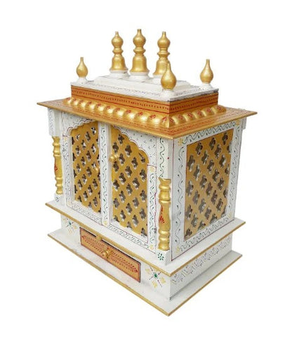 Wooden Temple Mandir For Home Red And Green
