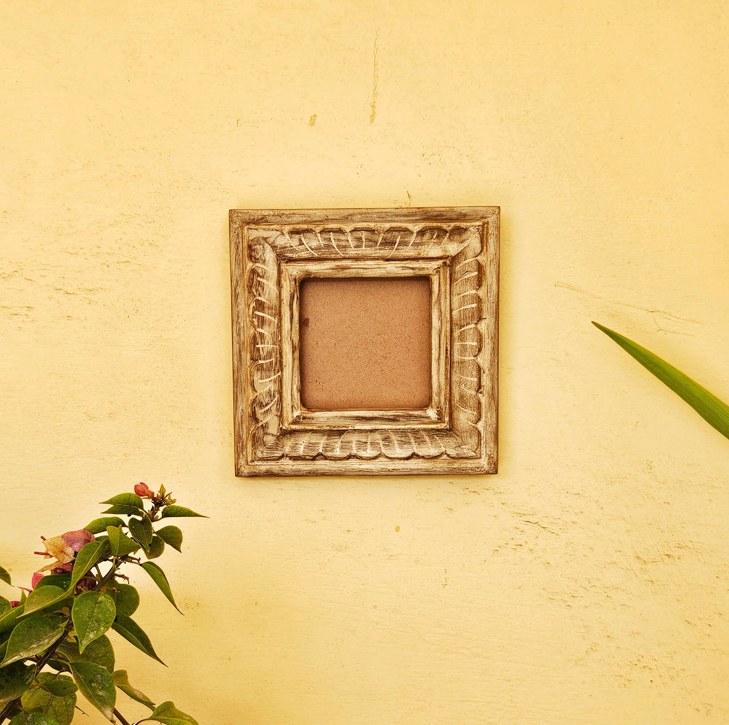 Wooden Photo Frame, Hand Carved Rustic