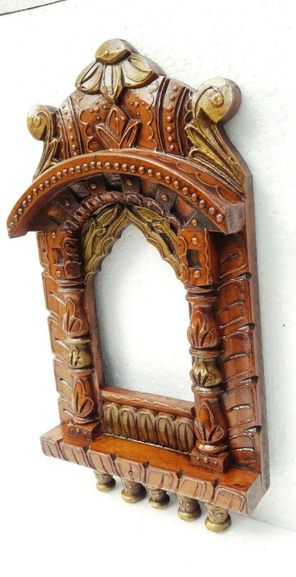 Handcrafted Jharoka Wooden Frame Photo, Mirror