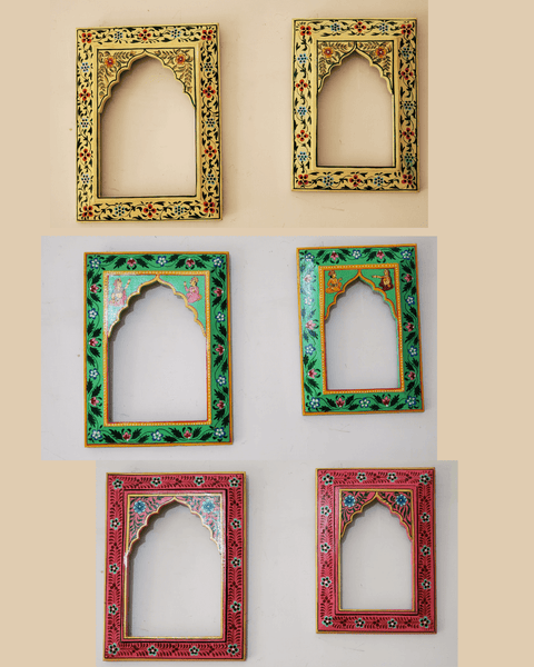 Hand-Craved, Painted Photo Wooden Frame