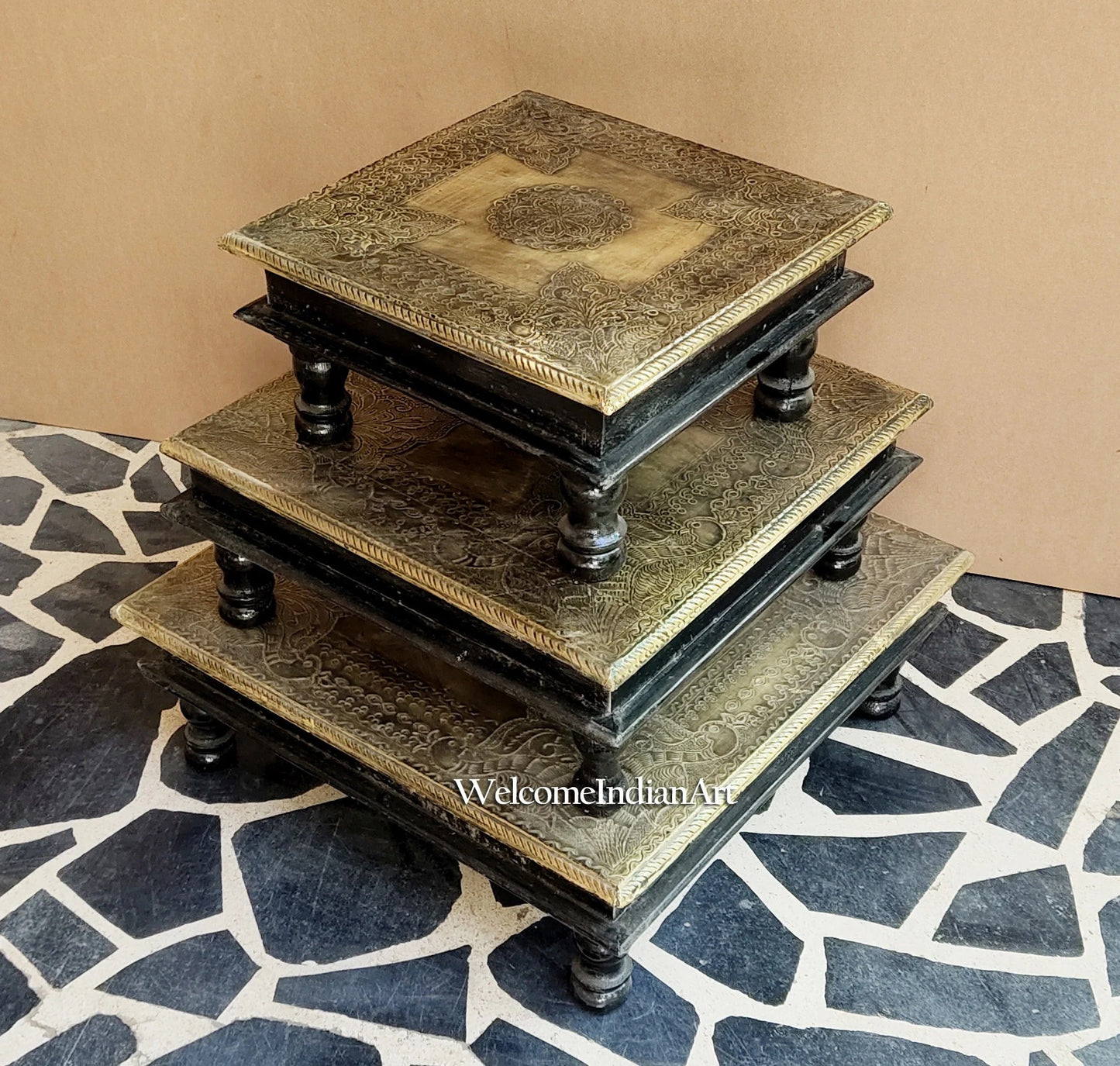 Handmade Mandir Platform – Wooden Bajot Table