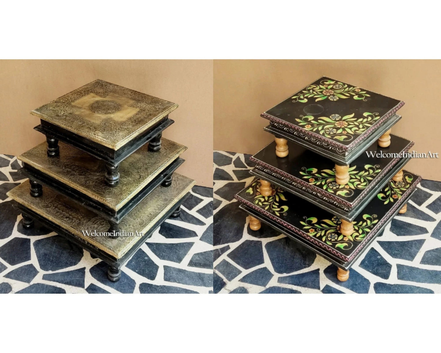Handmade Mandir Platform – Wooden Bajot Table