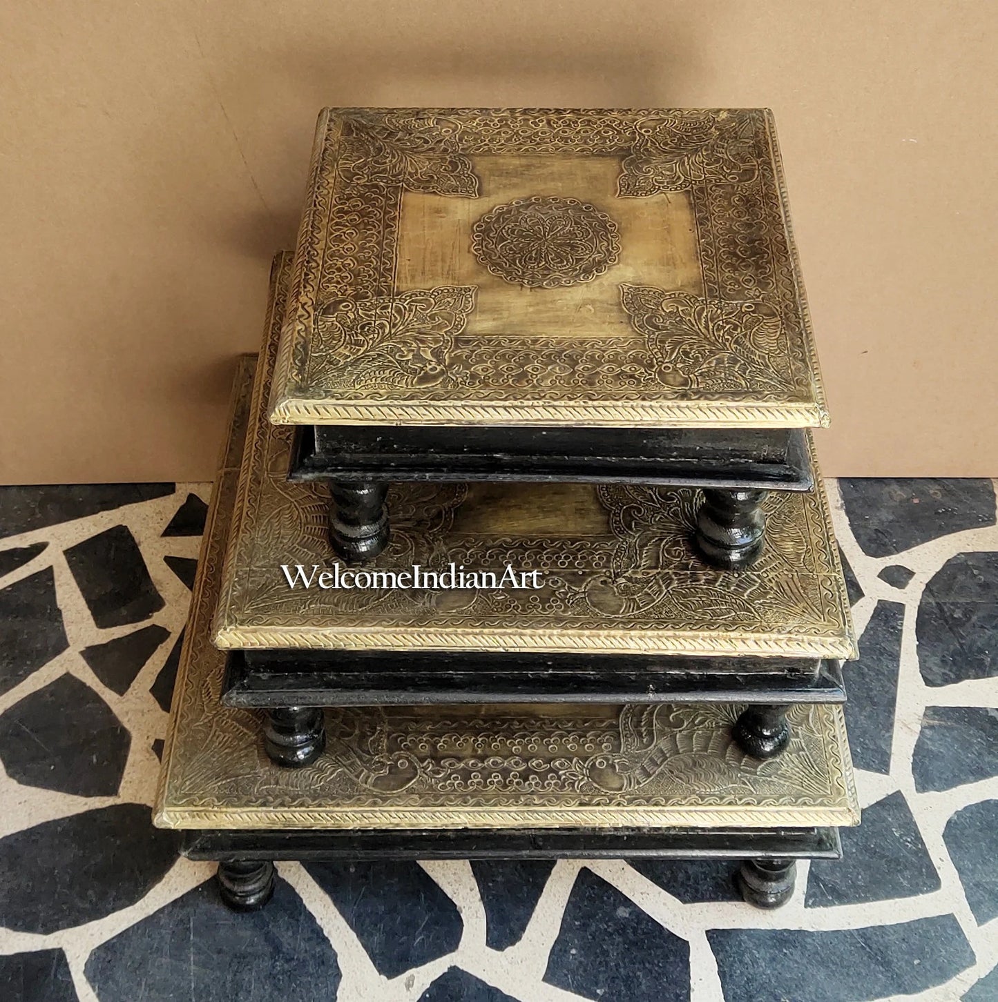 Handmade Mandir Platform – Wooden Bajot Table