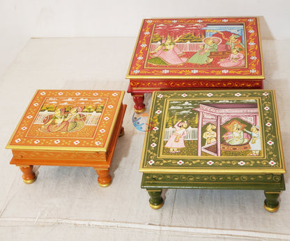Unique Decorative Bajot – Indian Painted Wood