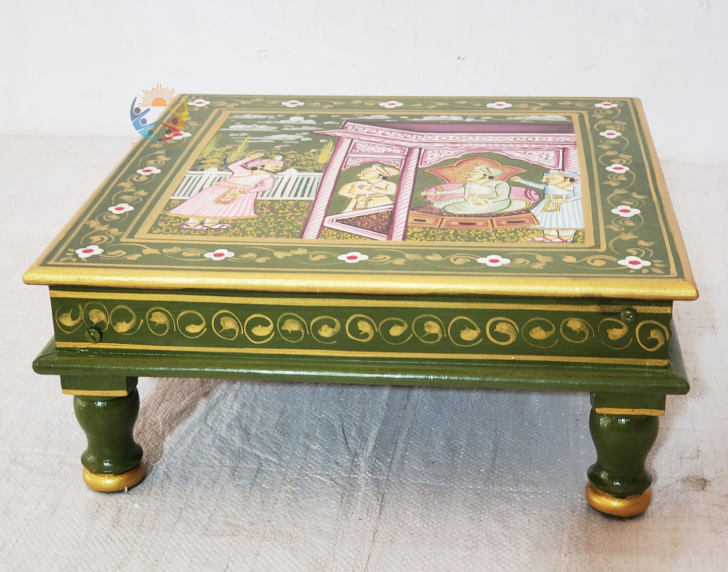 Unique Decorative Bajot – Indian Painted Wood
