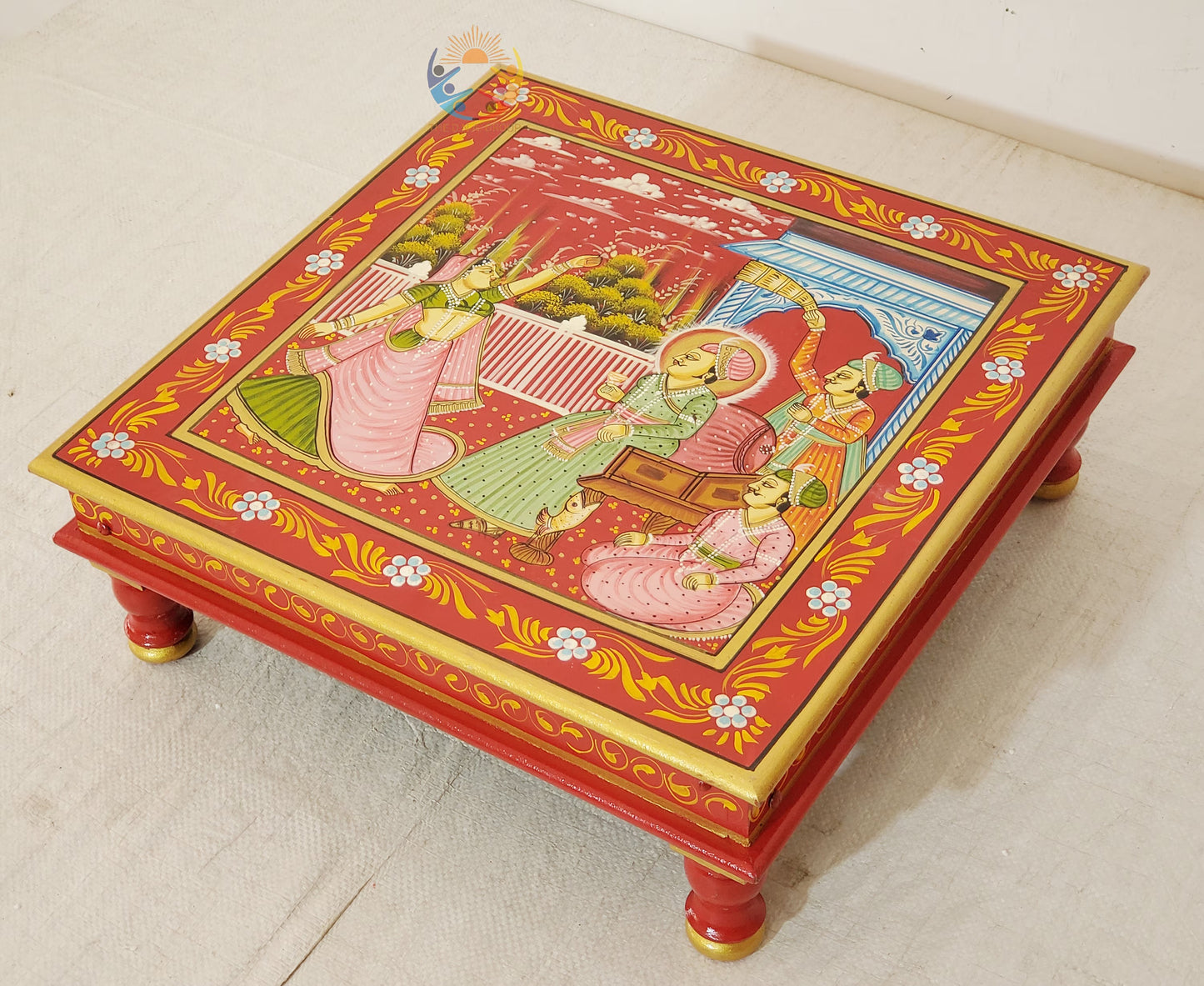 Unique Decorative Bajot – Indian Painted Wood