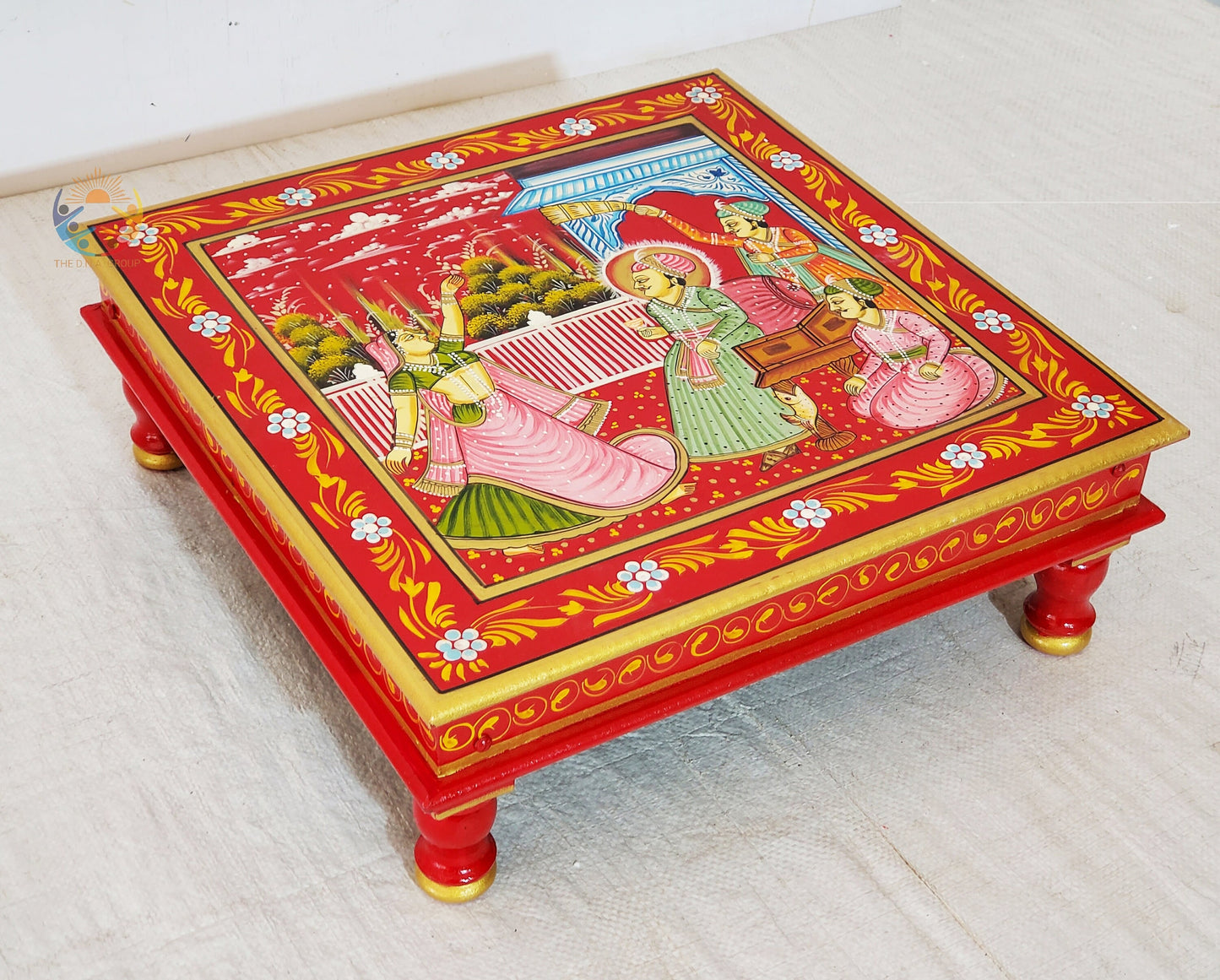 Unique Decorative Bajot – Indian Painted Wood