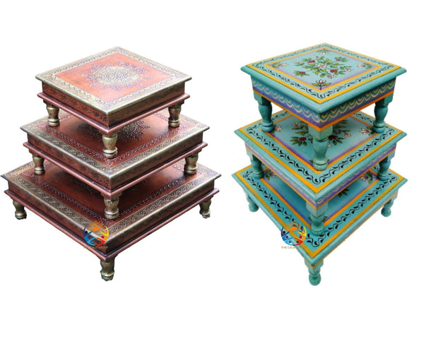 Wooden Art Platform – Indian Decorative Bajot