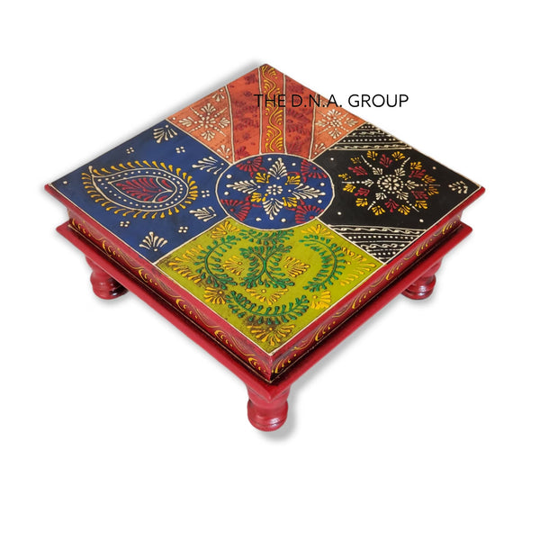 Unique Ethnic Chowki – Handmade Wooden Bajot