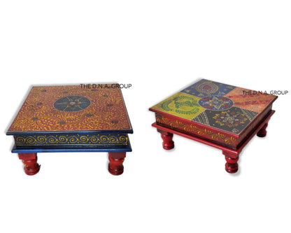 Unique Ethnic Chowki – Handmade Wooden Bajot