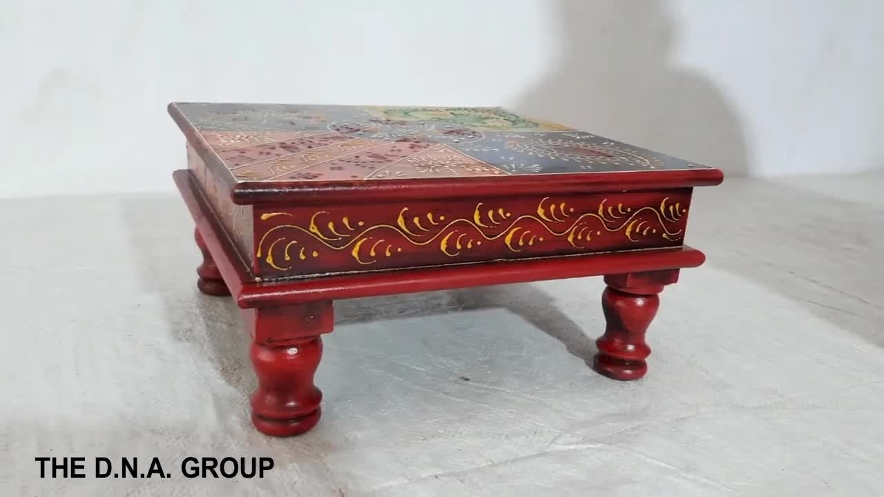 Unique Ethnic Chowki – Handmade Wooden Bajot