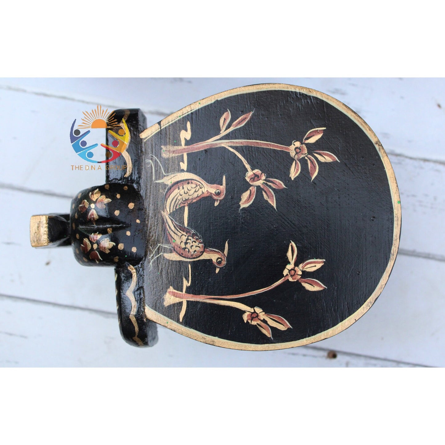 Wooden Elephant Stool / Side Table - Black