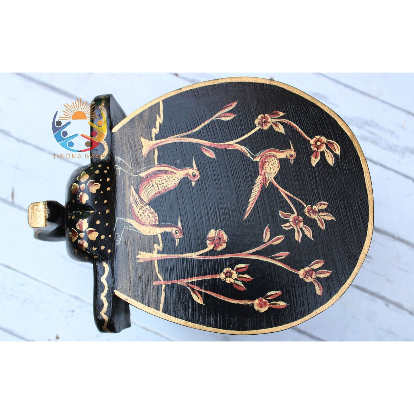 Wooden Elephant Stool / Side Table - Black