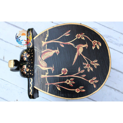 Wooden Elephant Stool / Side Table - Black