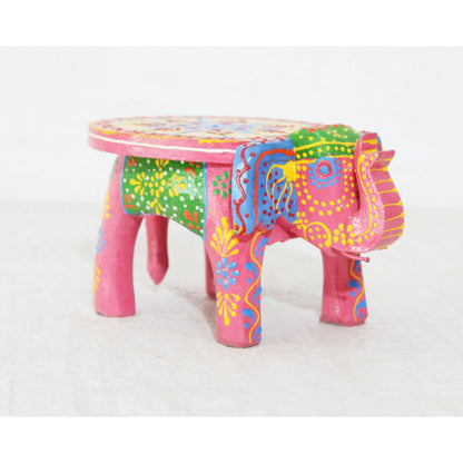 Mini Handmade Wooden Elephant Stool - Set of 2