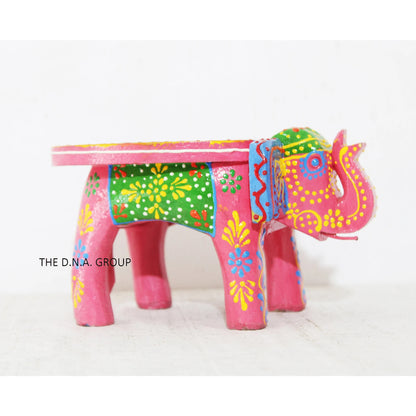 Mini Handmade Wooden Elephant Stool - Set of 2