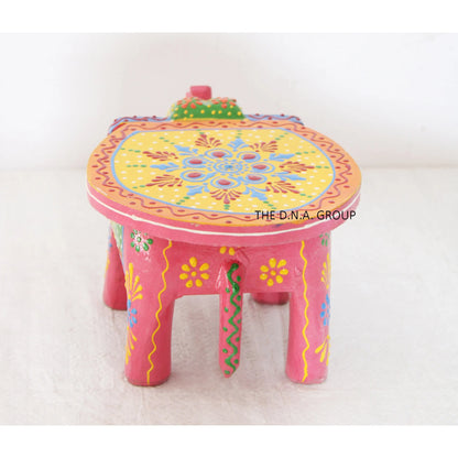 Mini Handmade Wooden Elephant Stool - Set of 2