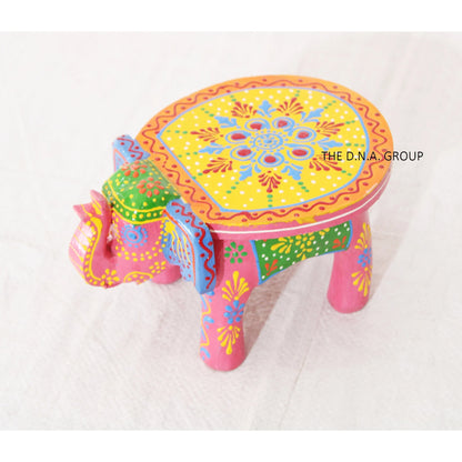 Mini Handmade Wooden Elephant Stool - Set of 2