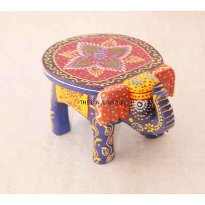 Mini Handmade Wooden Elephant Stool - Set of 2
