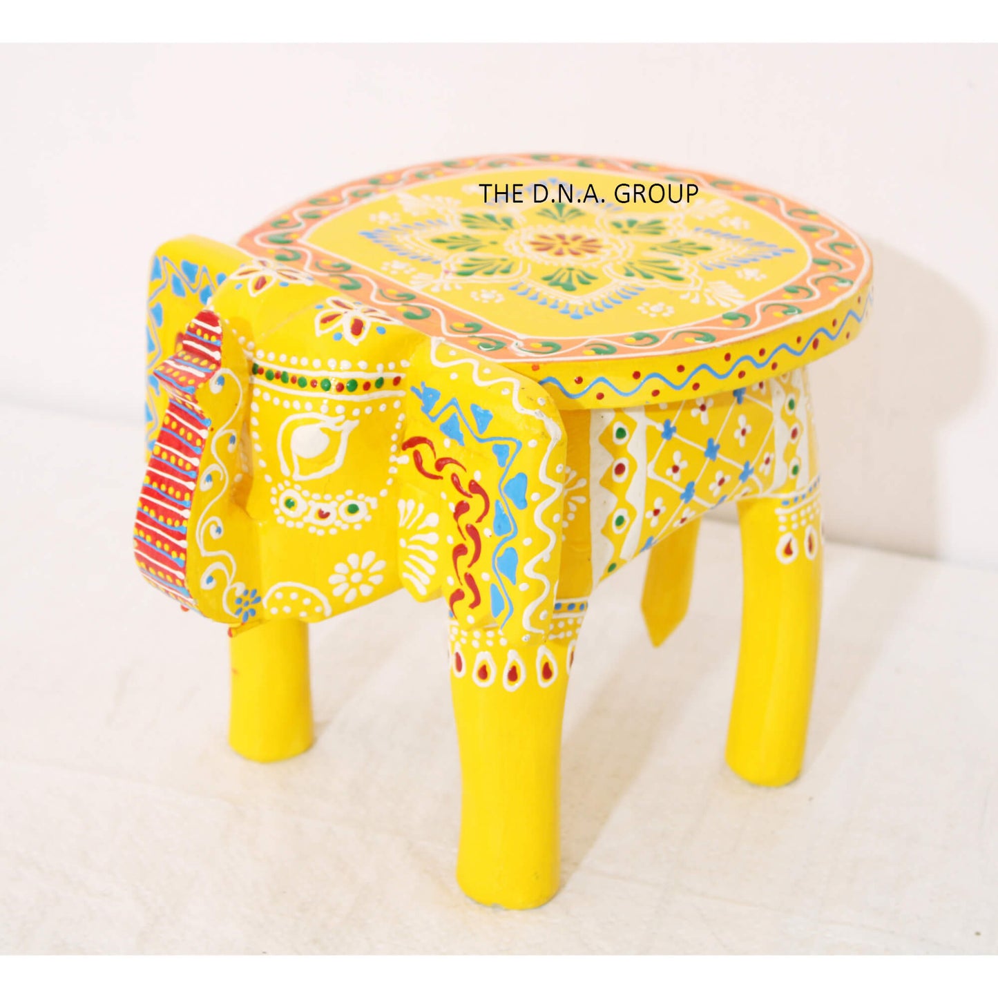Handcrafted Wooden Elephant Stool – Red