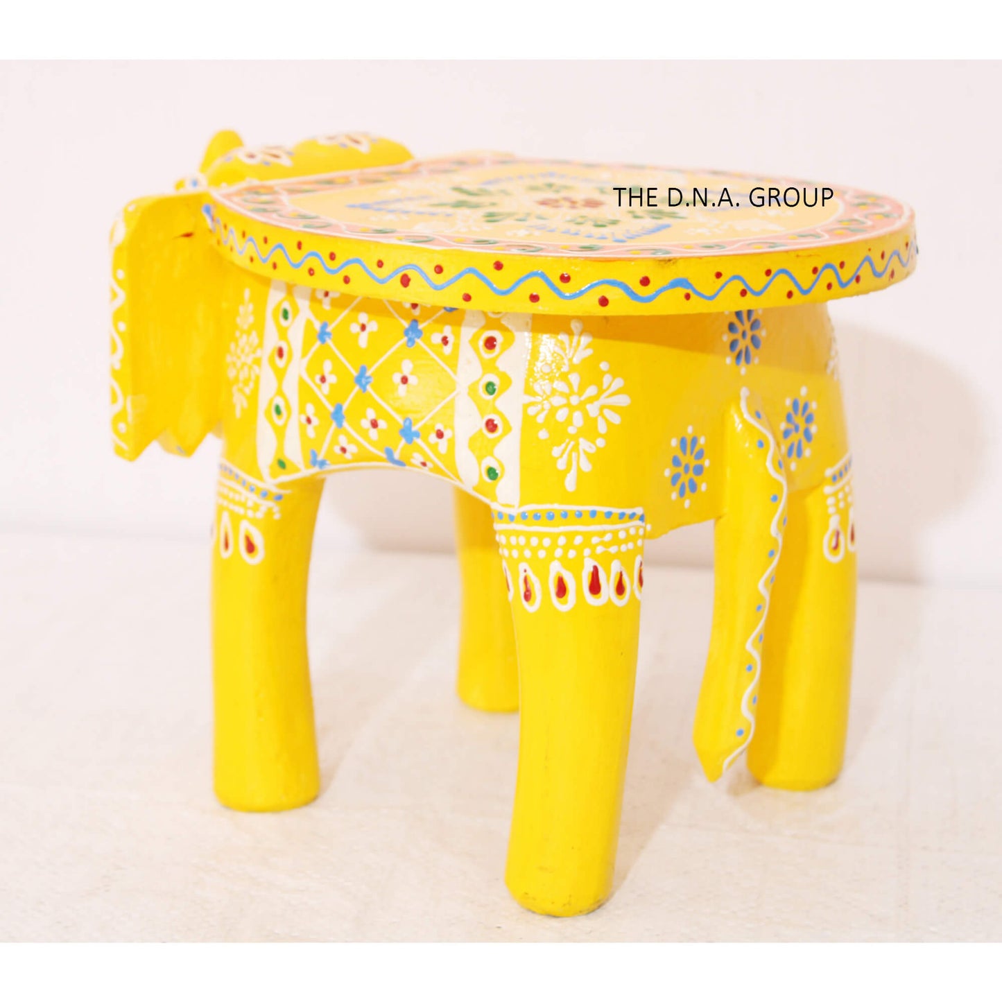 Handcrafted Wooden Elephant Stool – Red
