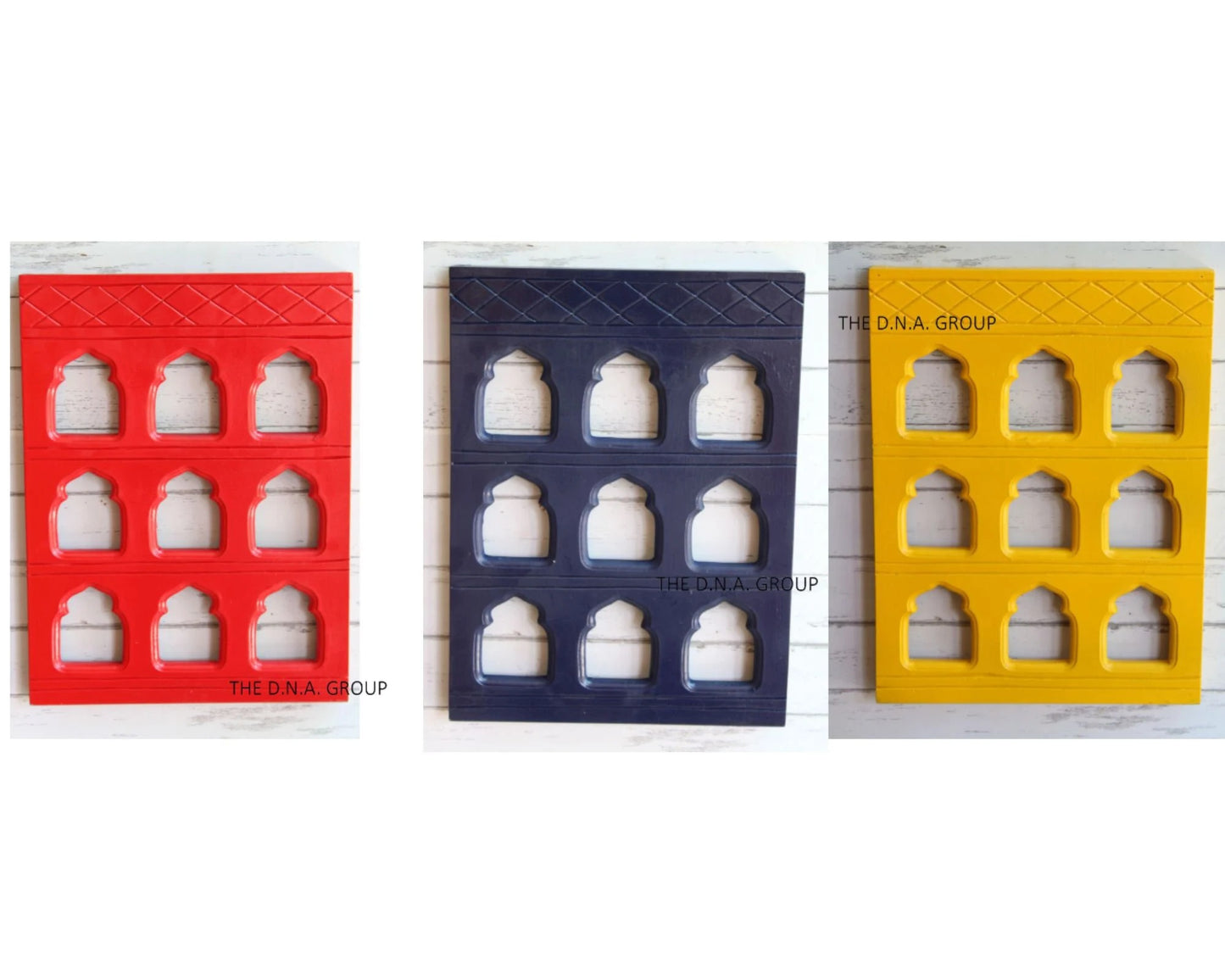Wooden Jharokha Style Grid Photo Frame