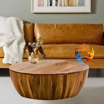 Wooden Coffee Table Drum Coffee 10X10X10