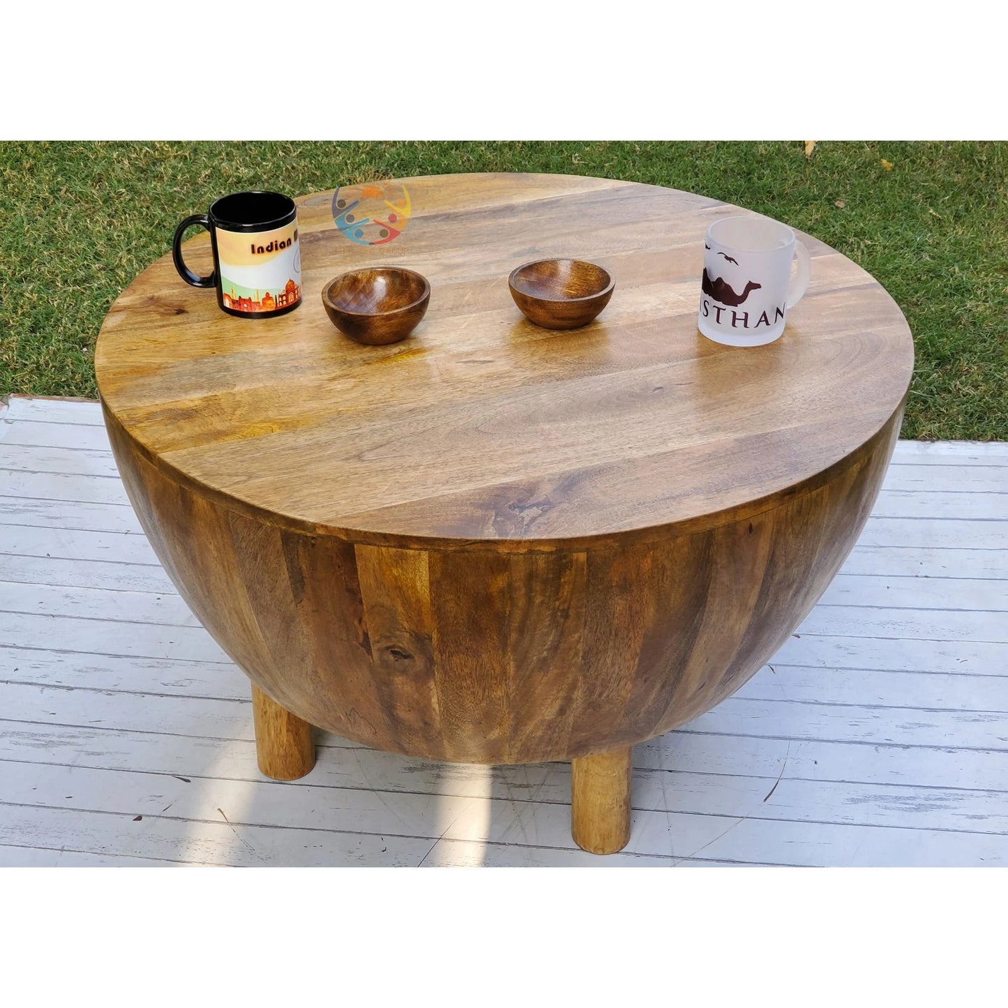 Wooden Coffee Table Drum Coffee 10X10X10