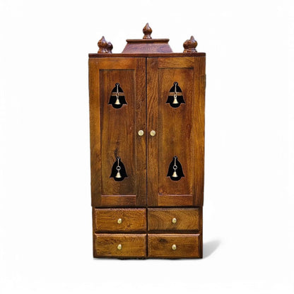 Premium Wooden Hindu Temple With 4 Drawers.