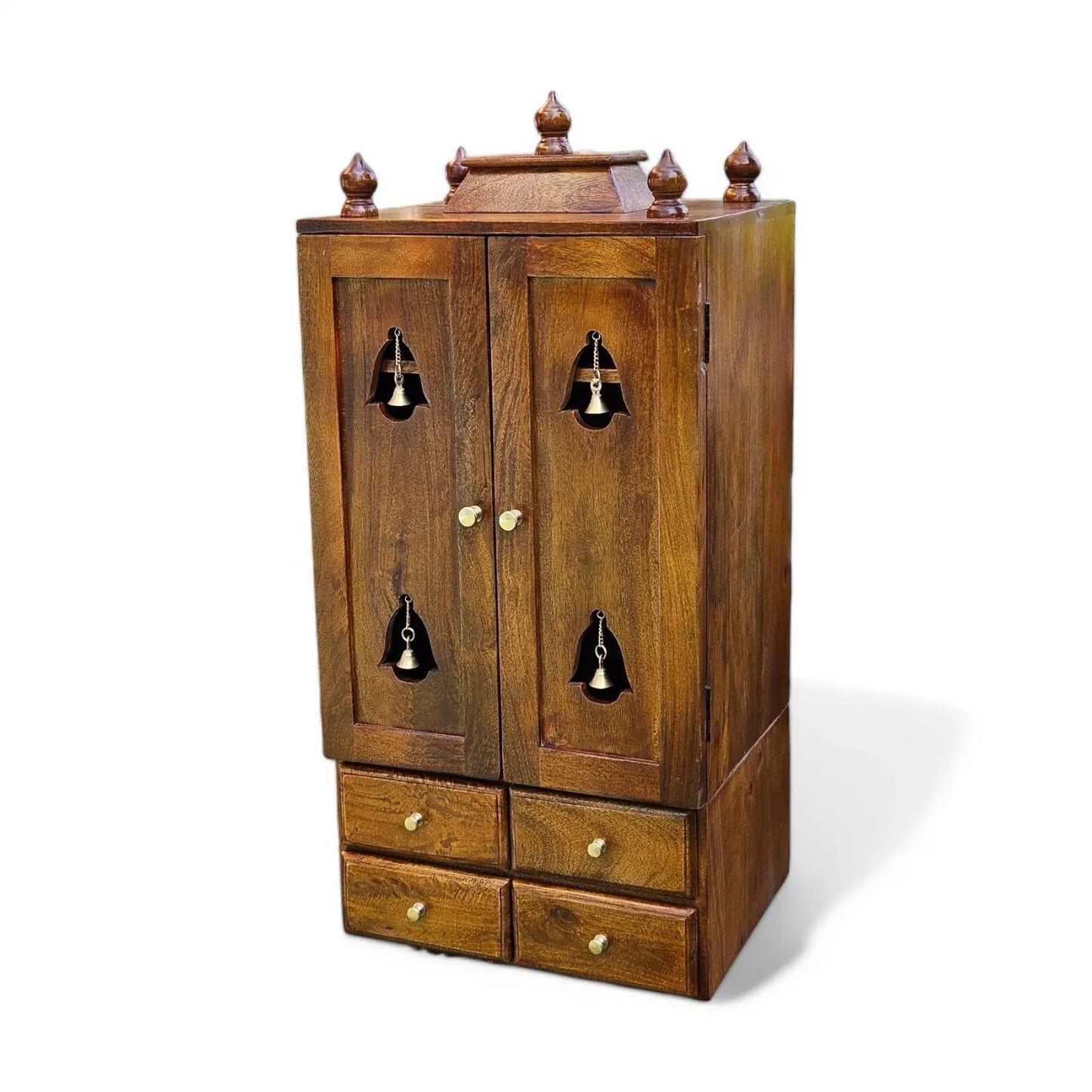 Premium Wooden Hindu Temple With 4 Drawers.