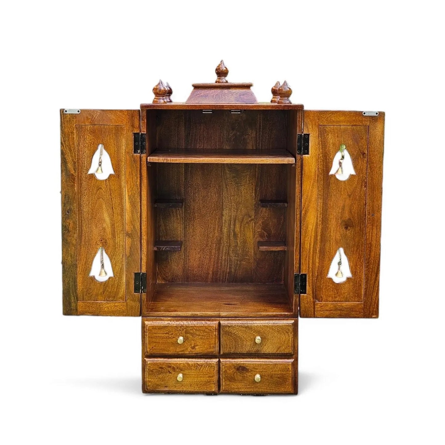 Premium Wooden Hindu Temple With 4 Drawers.