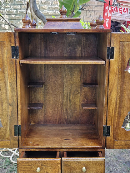 Premium Wooden Hindu Temple With 4 Drawers.