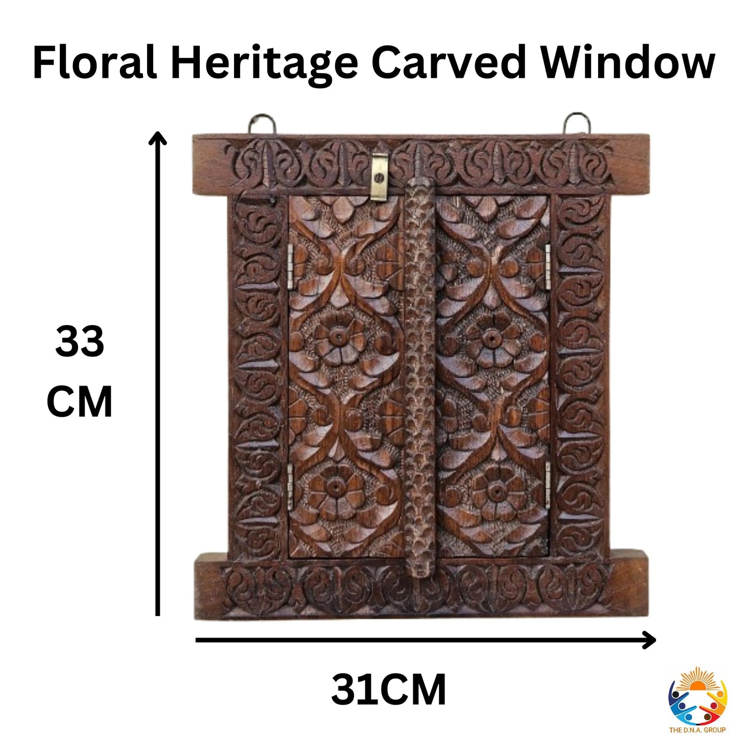 Herringbone Rustic Teak Wooden Window Framed