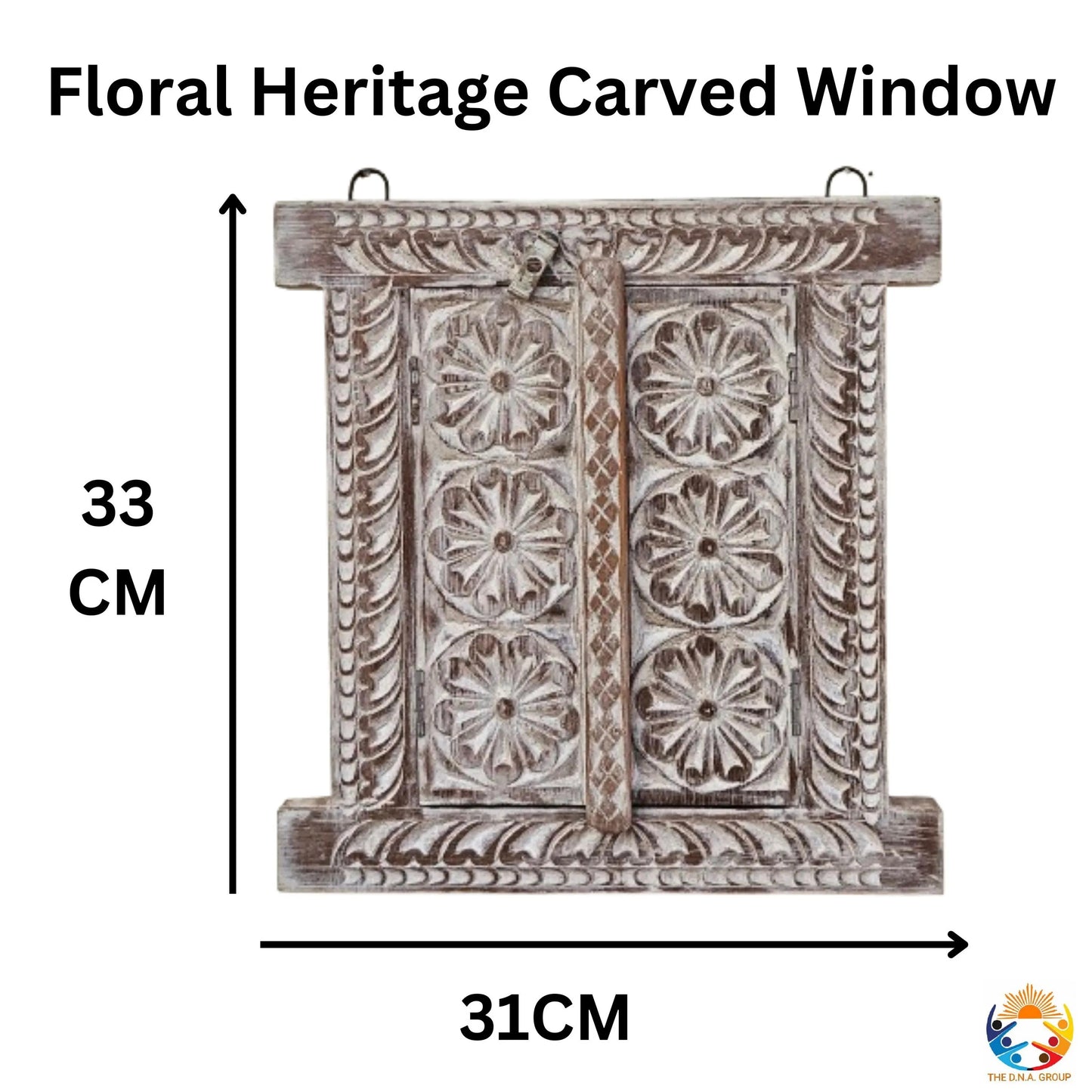 Herringbone Rustic Teak Wooden Window Framed