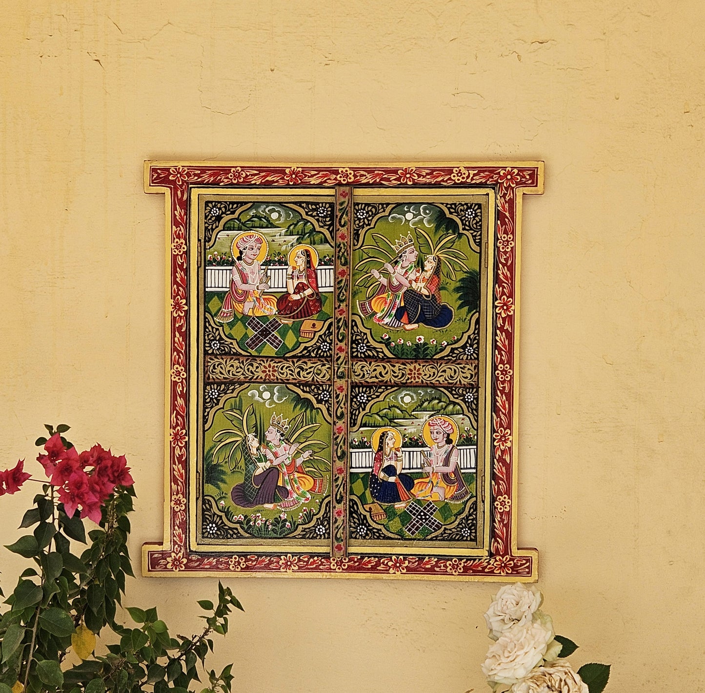 Hand Painted Wooden Window Wall Wood