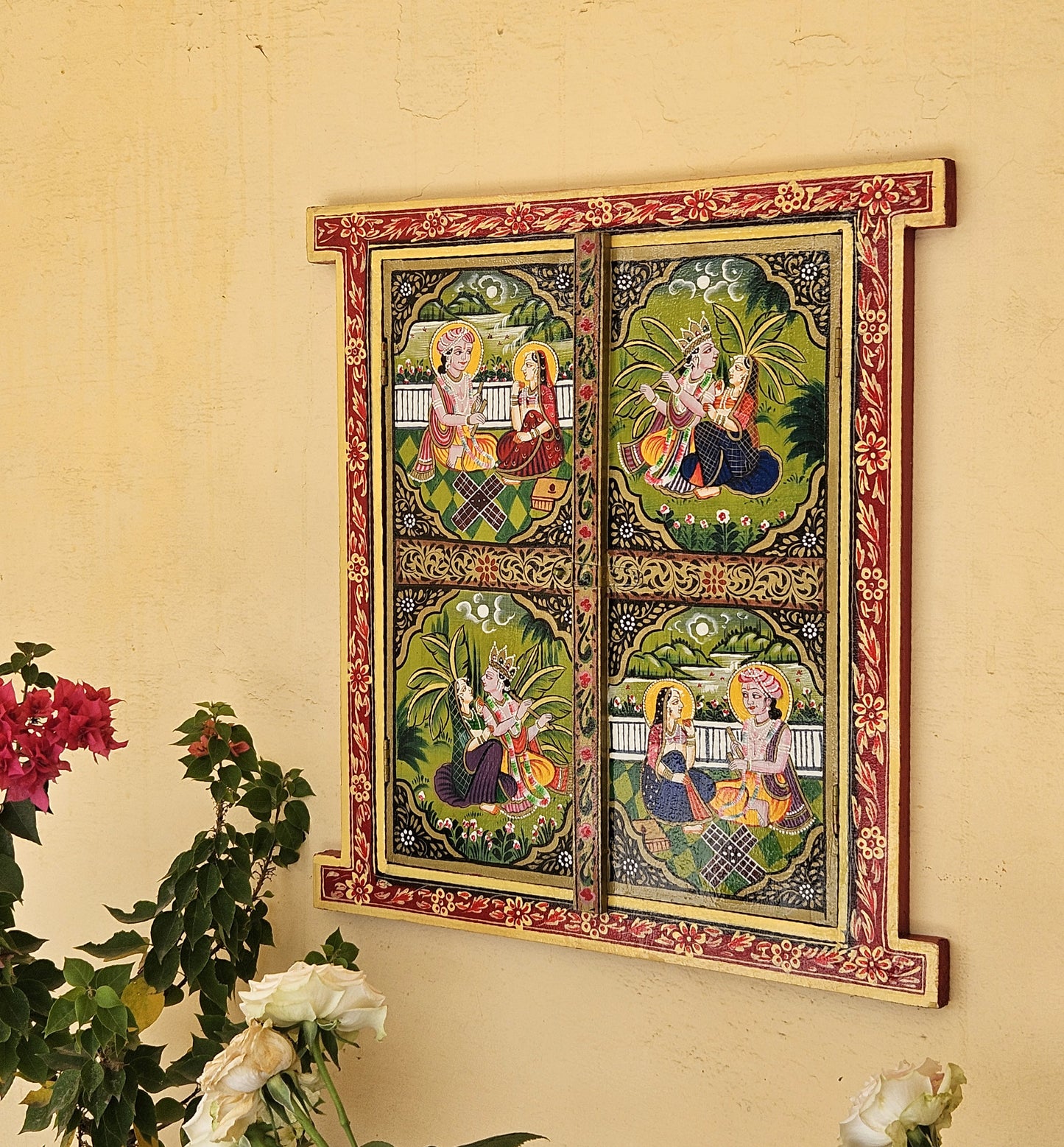 Hand Painted Wooden Window Wall Wood