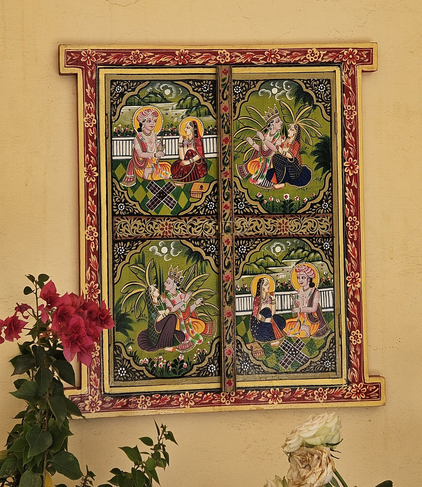 Hand Painted Wooden Window Wall Wood